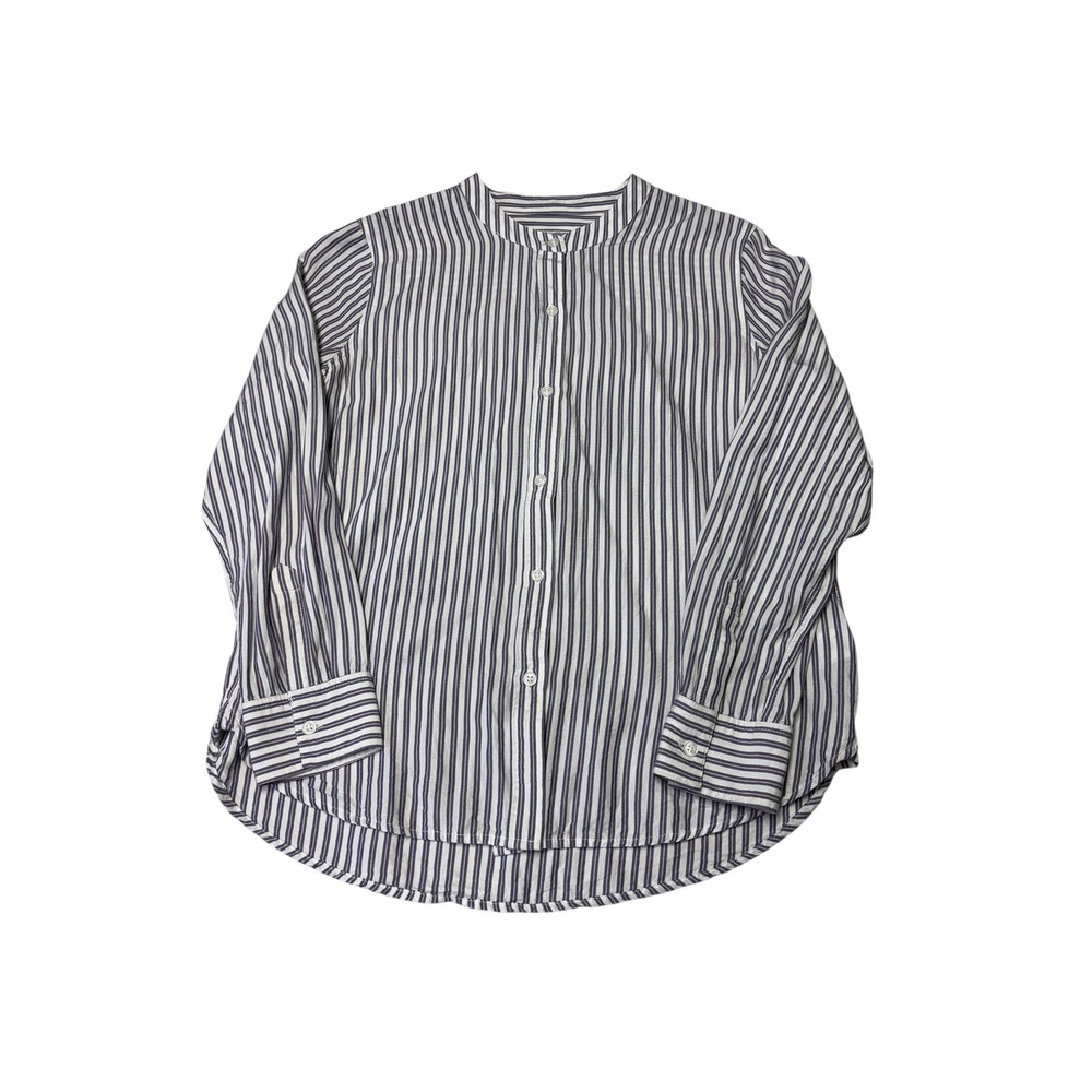 Rails Striped Band Collar Rayon Button Down Shirt Navy Pink White‎ Small